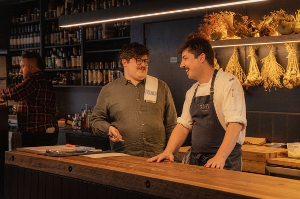 Chayse Bertoncello (left) and brother Blayne Bertoncello in the dining room at O.My, Beaconsfield.