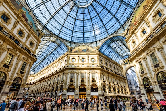 The Galleria Vittorio Emanuele II shopping arcade, connecting Milan’s famous opera house and cathedral.