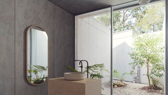 The main bedroom has an outdoor shower in the enclosed courtyard.