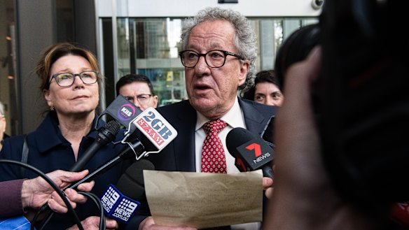 Geoffrey Rush responds to the Federal Court judgment on Thursday.