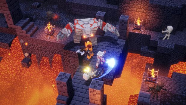 Minecraft Dungeons may look blockily familiar, but there's no base-building here.