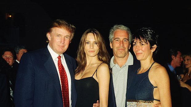 Donald Trump and his future wife Melania Knauss, pictured in 2000 with Jeffrey Epstein and Ghislaine Maxwell.