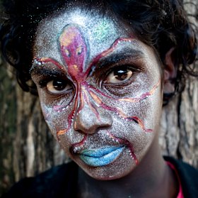 Cyril Dhambutjawa Bukulatjpi taking part in a SharingStories program on Elcho Island, Northern Territory.  