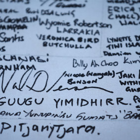 Signatories to the Uluru Statement alongside their nation.