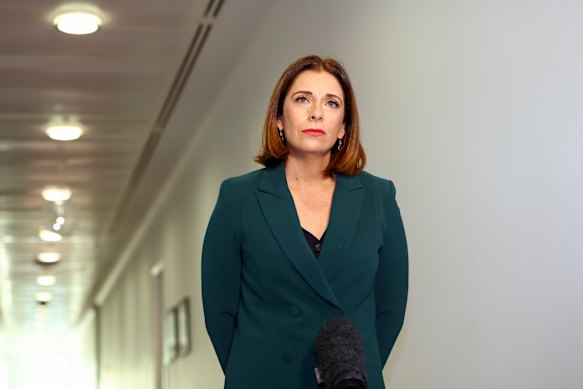 Minister for Communications and Sport Anika Wells at Parliament House on Thursday.