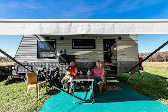 The caravan that is now the temporary home for the Jamiesons. 