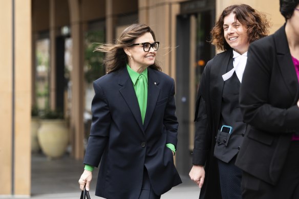 Lisa Wilkinson outside the Federal Court in Sydney on Thursday with her barrister, Sue Chrysanthou, SC.