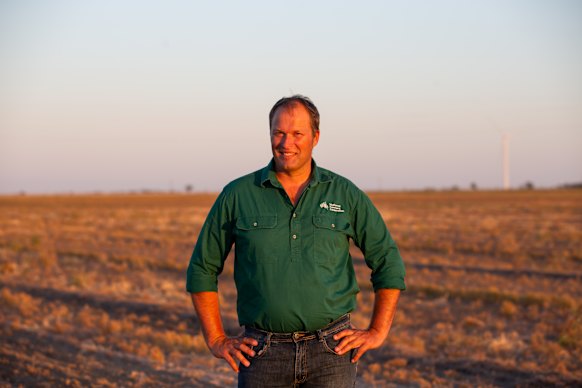 National Farmers Federation president David Jochinke on his property located at Murra Warra, north of Horsham, in Victoria. 