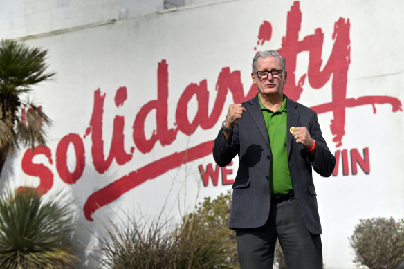 Counting on solidarity to win: Culinary Workers Union Secretary-Treasurer Ted Pappageorge after a pre-canvass rally at the union hall in Las Vegas, Nevada.