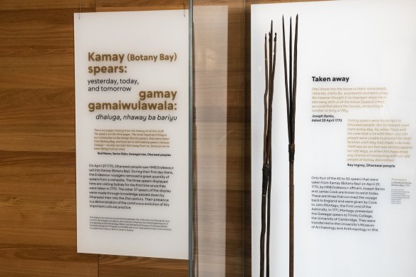 The spears taken by Captain Cook and his crew from Botany Bay.