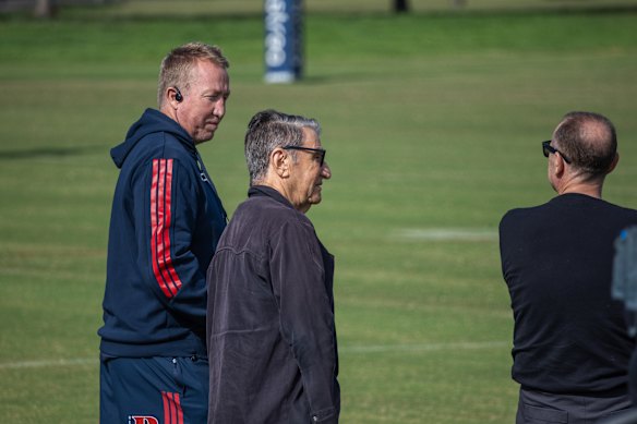Nick Politis joined coach Trent Robinson on Monday, with the Roosters chairman and owner eager to watch Victor Radley train ahead of his comeback.