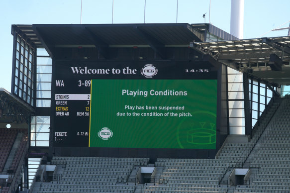 The Sheffield Shield clash at the MCG between Victoria and Western Australia was halted then abandoned due to safety concerns over the pitch.
