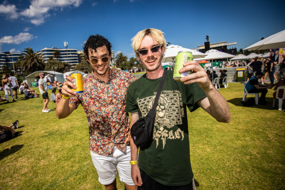 Ambros Verstegen-Page and Jayson Riley at the St Kilda Festival.