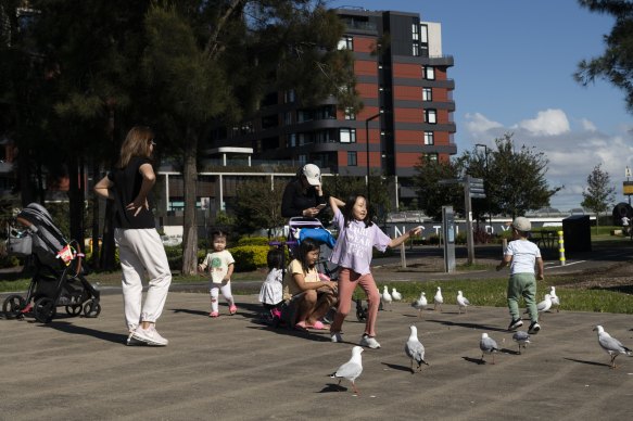 A family near the local ferry wharf.