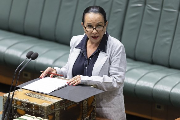 Indigenous Australians Minister Linda Burney speaking on the debate about the Voice to parliament.