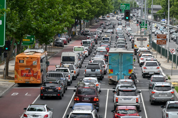 Congestion: Traffic in Hoddle Street, East Melbourne during peak hour.