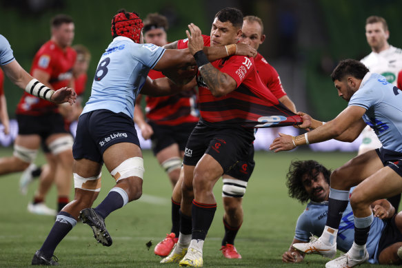 Gleeson tackles for the Waratahs