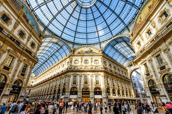 The Galleria Vittorio Emanuele II shopping arcade, connecting Milan’s famous opera house and cathedral.
