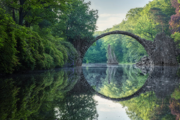 Arch Bridge (Rakotzbrucke or Devils Bridge) in Kromlau.