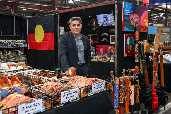 Stan Liacos, chief executive of the Queen Victoria Market, with Indigenous products for sale at the market. 