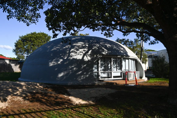 Ashbury Public School’s Binishell is used as a library. 