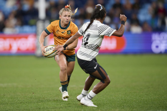 Georgie Friedrichs on the attack for Australia against Fijiana in May.