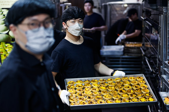 Fresh out of the oven: Portuguese tarts in Macau.