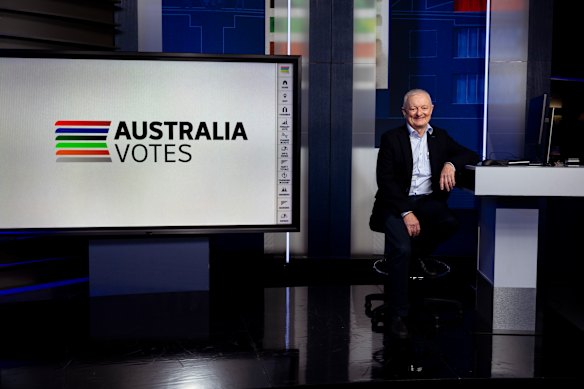Election analyst Antony Green on the ABC election set during his final appearance the public broadcaster.
