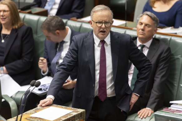 Prime Minister Anthony Albanese during question time today.