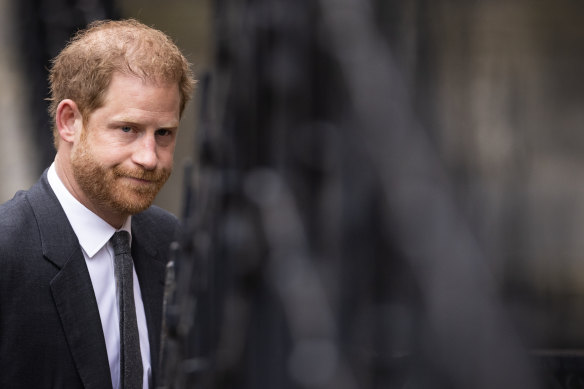 Prince Harry arrives at the Royal Courts of Justice in London.