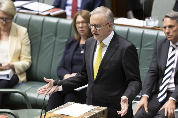 Prime Minister Anthony Albanese during question time.