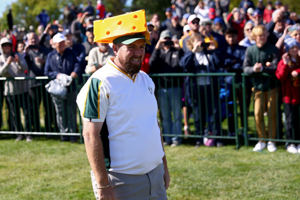 Shane Lowry of Team Europe endears himself to the Wisconsin locals.