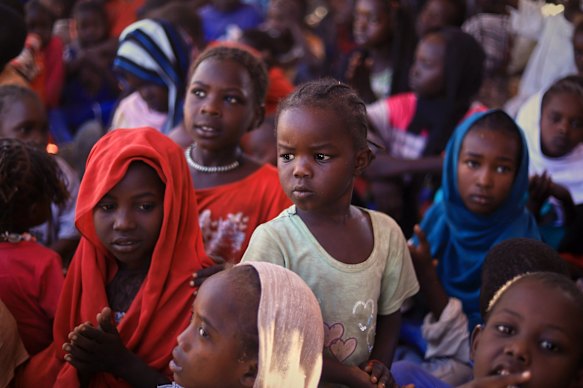 Children from El Fasher find safety at a refugee camp in Tawila.
