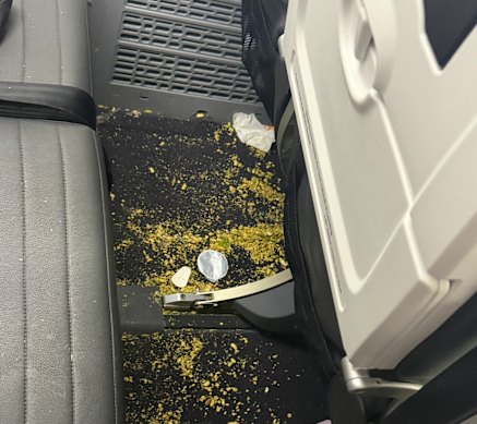 Virgin Australia cabin crew want to see a dedicated cleaners brought back into the cabin, so cabin crew don’t have to face cleaning up mess like this. 