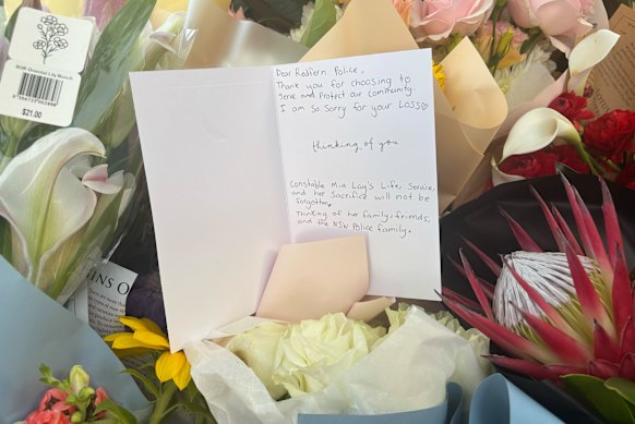 Flowers left at the site of the crash in Redfern.