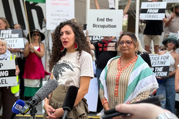 Justice for Palestine Magan-djin’s Remah Naji and Greens deputy leader Mehreen Faruqi called for the Crisafulli government’s hate-speech laws to be repealed. 