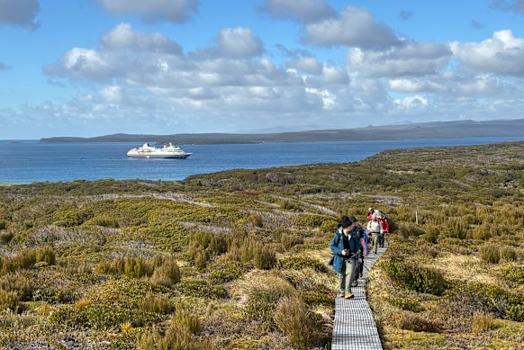 Hiking in the Auckland Islands.