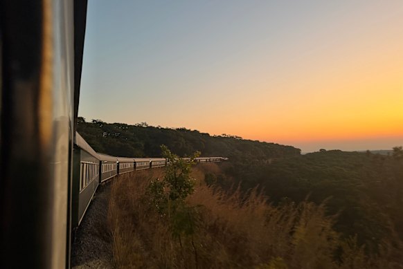 The train heads towards the coastal plains of Angola.