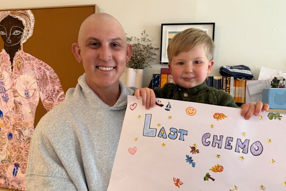 Nic Maddinson with his son, Cooper.
