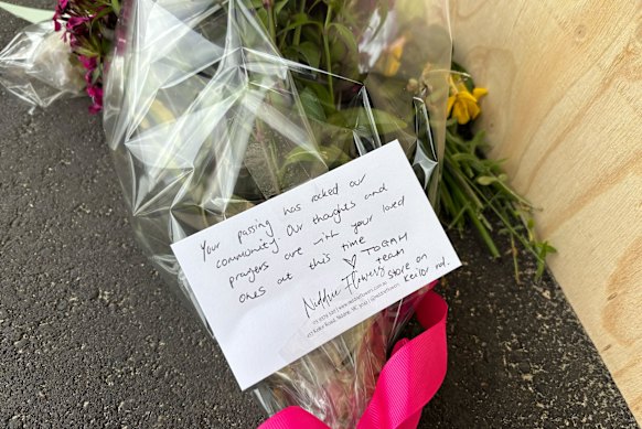 A message on flowers at the scene of Monday’s fatal car crash in Niddrie.