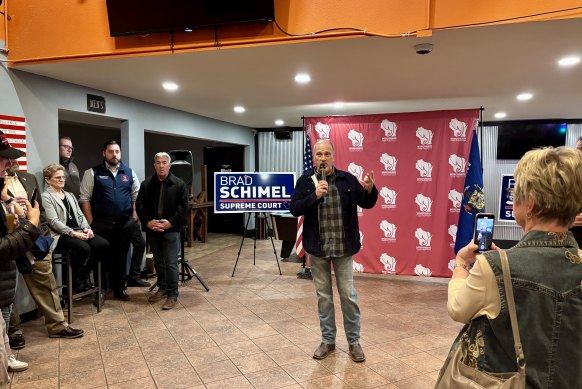 Judge Brad Schimel at a campaign event at SteelTank Brewing in Oconomowoc, Wisconsin.
