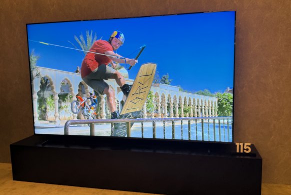 Samsung’s giant 115-inch Neo QLED 4K TV on display at CES.