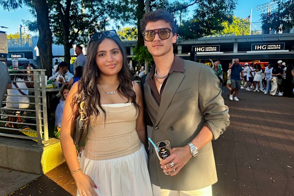 Emily Adawi and Anas Sawalhi, who style themselves as content creators who also love tennis, at the US Open in New York.