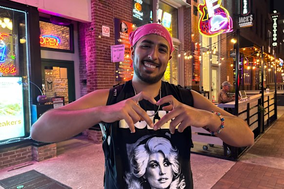 Ernie Samora on the main street of Nashville on Tuesday night.