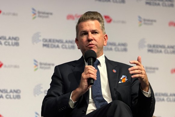 Queensland Deputy Premier Jarrod Bleijie speaking at the Queensland Media Club on Wednesday.