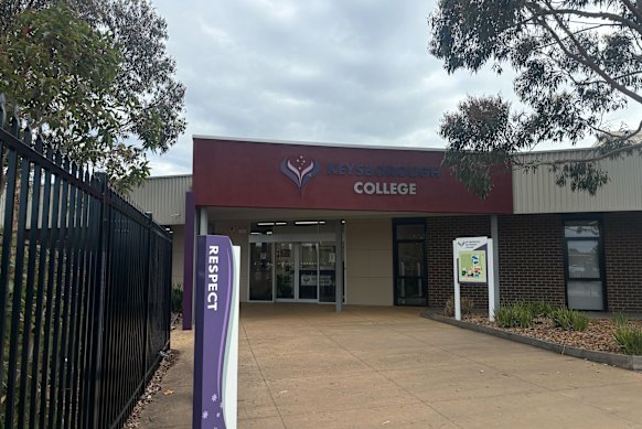 The entrance to Keysborough Secondary College on Tuesday.