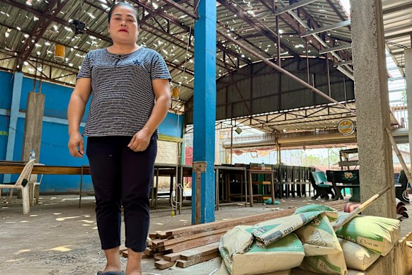 Tadam under its roof, which was destroyed in a severe hailstorm in March. 