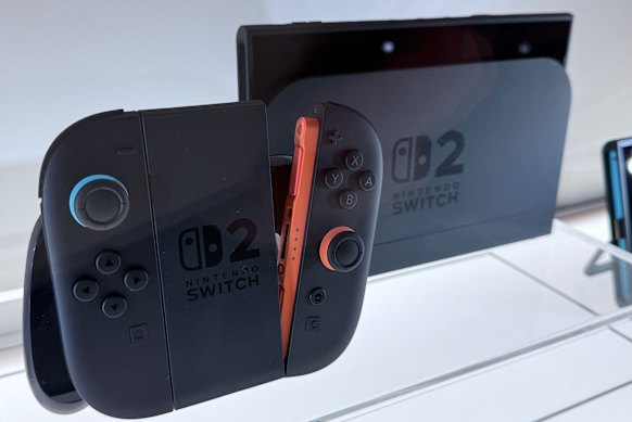 The Switch 2 on display at a media preview in New York.