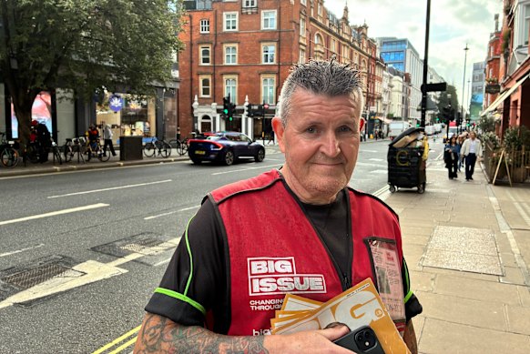 Stan Blake, a former building worker who sells The Big Issue magazine along London’s Marylebone Lane, says he sees theft on most days.