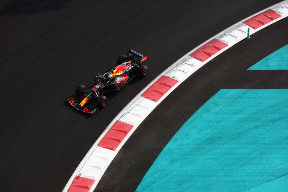Verstappen drives during qualifying.